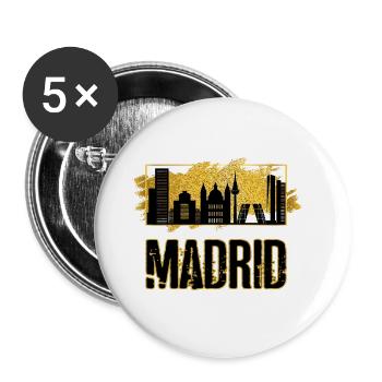 Madrid Espagne Ville Skyline Or Accueil Amour - Lot de 5 grands badges (56 mm) - blanc - Devant
