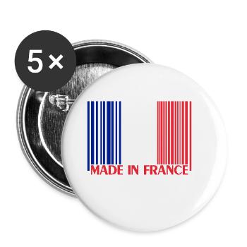 France Frankreich - Buttons groß 56 mm (5er Pack) - Weiß - Vorne