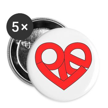Love in the heart - Buttons large 2.2''/56 mm (5-pack) - white - Front