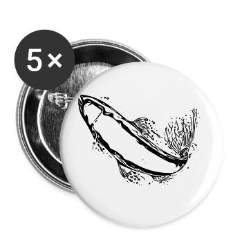 Vintage trout in the jump - Buttons large 2.2''/56 mm (5-pack) - white - Front