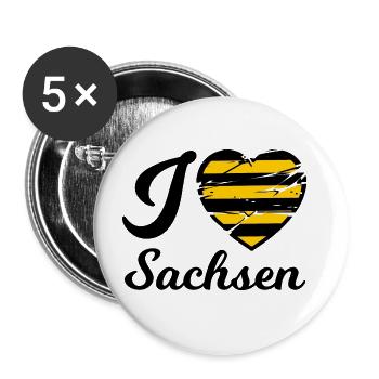 Ich liebe Sachsen - Buttons groß 56 mm (5er Pack) - Weiß - Vorne
