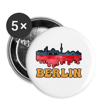 Berlin Germany City Skyline Splash Flag - Buttons large 2.2''/56 mm (5-pack) - white - Front