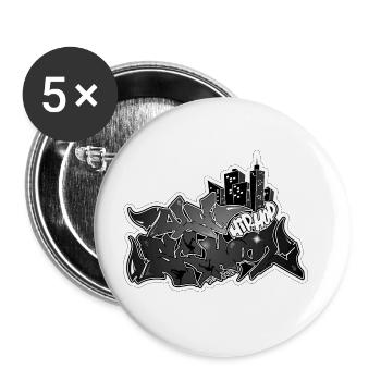 Hip-Hop - Old School - Graffiti - Buttons groß 56 mm (5er Pack) - Weiß - Vorne
