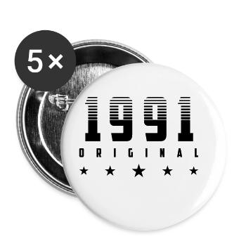 Original 1991 Geburtsjahr | Farbe änderbar | - Buttons groß 56 mm (5er Pack) - Weiß - Vorne