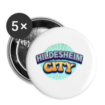 Hildesheim Allemagne City Font Pop Art Comic - Lot de 5 grands badges (56 mm) - blanc - Devant