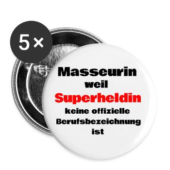 Masseurin weil Superheldin keine Berufsbezeichnung - Buttons groß 56 mm (5er Pack) - Weiß - Vorne
