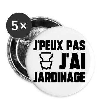 J’peux pas j’ai jardinage - Lot de 5 grands badges (56 mm) - blanc - Devant