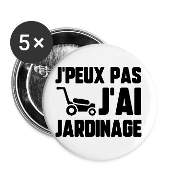 J’peux pas j’ai jardinage - Lot de 5 grands badges (56 mm) - blanc - Devant
