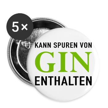 Kann Spuren Von Gin Enthalten - Buttons groß 56 mm (5er Pack) - Weiß - Vorne