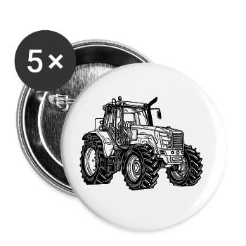 Traumhafte Zugmaschine Großer Acker Traktor - Buttons groß 56 mm (5er Pack) - Weiß - Vorne