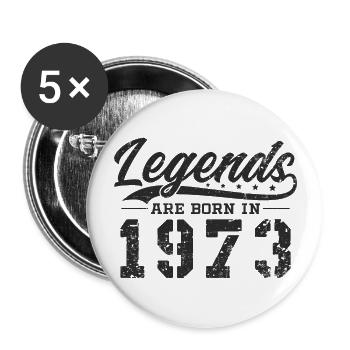 Né en 1973 Cadeau d’anniversaire Legends - Lot de 5 grands badges (56 mm) - blanc - Devant