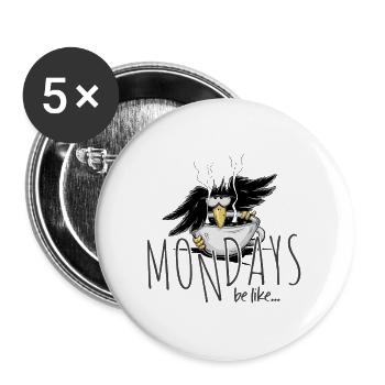 L’assemblage est tellement... Corneille de café corbeau sarcastique - Lot de 5 grands badges (56 mm) - blanc - Devant