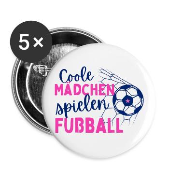 Fußball Coole Mädchen spielen Fußball Fußballerin - Buttons groß 56 mm (5er Pack) - Weiß - Vorne