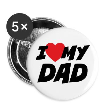 Ich liebe meinen Vater - Buttons groß 56 mm (5er Pack) - Weiß - Vorne