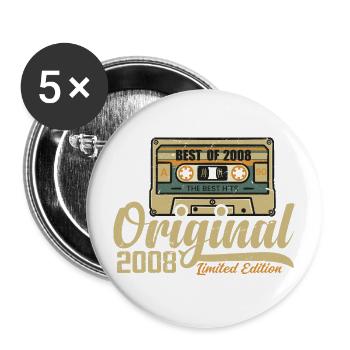 Original 2008 Jahrgang - 2008 Geburtstagsgeschenk - Buttons groß 56 mm (5er Pack) - Weiß - Vorne