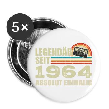 Legendär Seit 1964 - Absolut Einmalig - Buttons groß 56 mm (5er Pack) - Weiß - Vorne