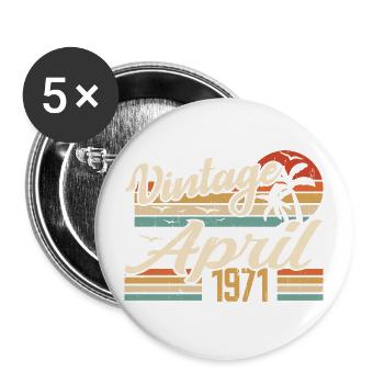 Avril 1971 Anniversaire Idée Cadeau Vintage 1971 - Lot de 5 grands badges (56 mm) - blanc - Devant