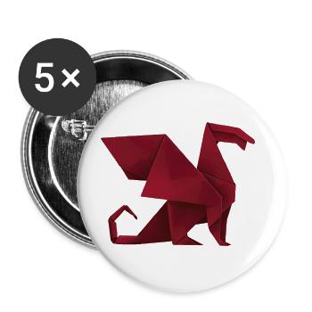 Origami-Drache - Buttons groß 56 mm (5er Pack) - Weiß - Vorne