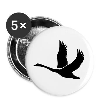 Schwan mit gewaltigen Schwingen - Buttons groß 56 mm (5er Pack) - Weiß - Vorne