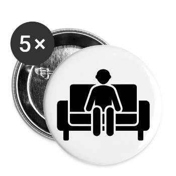 Couch Sitting Lazy - Buttons large 2.2''/56 mm (5-pack) - white - Front