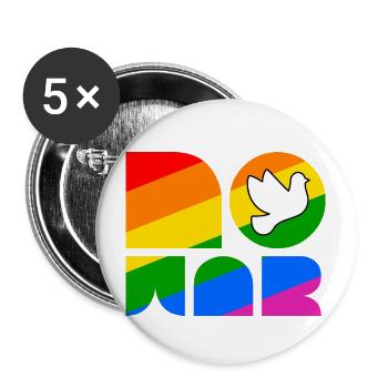No War LGBTQ Pride Month Shirt - Buttons groß 56 mm (5er Pack) - Weiß - Vorne