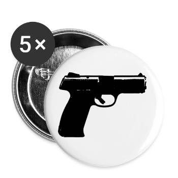 Esport Gamer Pistole Egoshooter Geschenkidee - Buttons groß 56 mm (5er Pack) - Weiß - Vorne