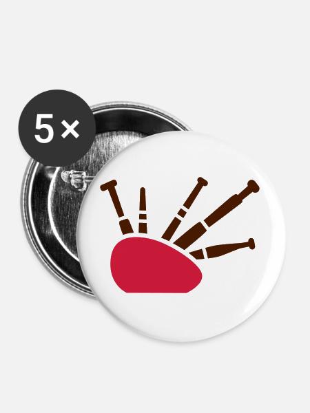 Dudelsack - Buttons groß 56 mm (5er Pack) - Weiß