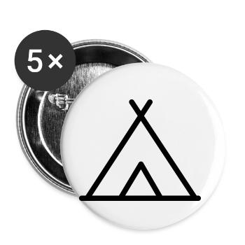 Symbol Zelt Camping - Buttons groß 56 mm (5er Pack) - Weiß - Vorne