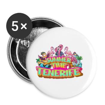Tenerife Summer Flamingo Palms Beach Sea - Buttons large 2.2''/56 mm (5-pack) - white - Front