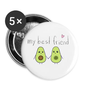 mein bester freund avocados freundschaft - Buttons groß 56 mm (5er Pack) - Weiß - Vorne