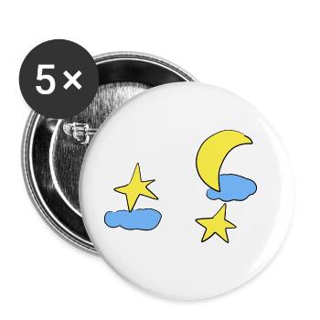 clouds stars moon sky night - Buttons large 2.2''/56 mm (5-pack) - white - Front