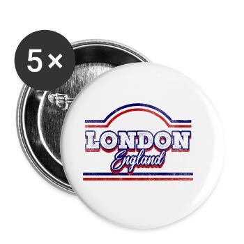 London England UK City Font Vintage Retro - Buttons large 2.2''/56 mm (5-pack) - white - Front