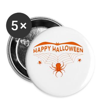 Halloween Chauve-souris Joyeux Halloween - Lot de 5 grands badges (56 mm) - blanc - Devant