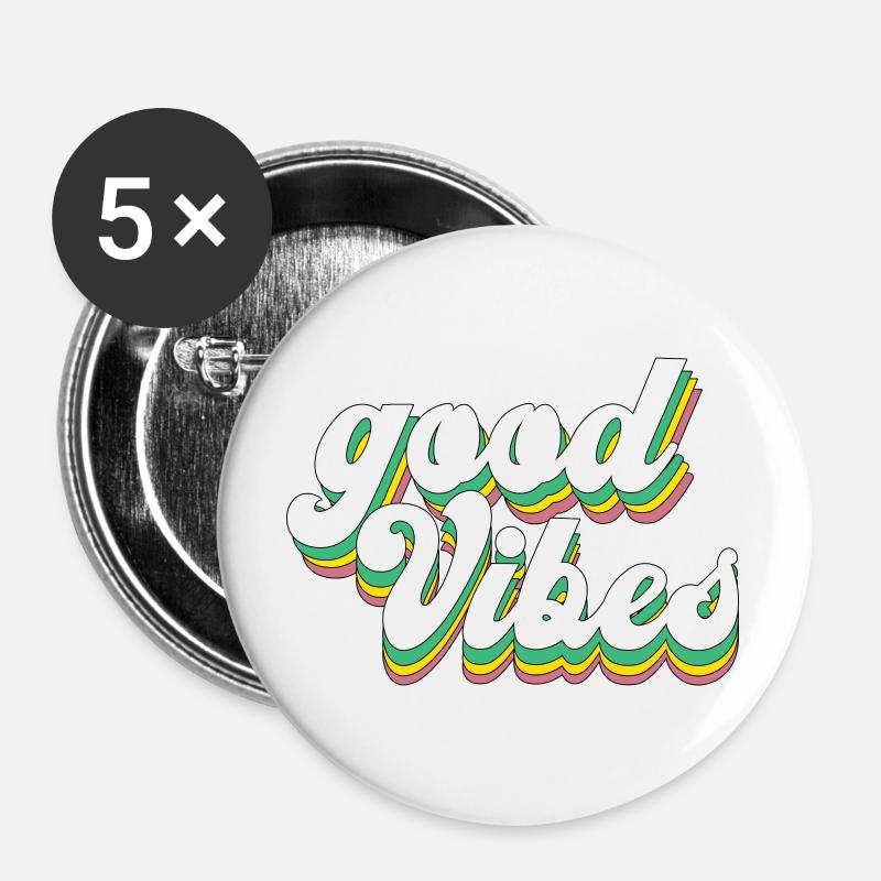 Gode vibes - Buttons/Badges stor, 56 mm (5-pack) - hvid