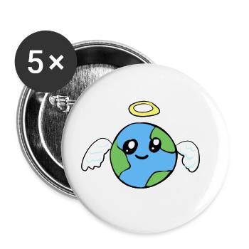 Engel Erde Welt Flügel Frieden - Buttons groß 56 mm (5er Pack) - Weiß - Vorne