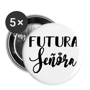 Futura Señora Engagement Bridal Shower Wedding - Buttons large 2.2''/56 mm (5-pack) - white - Front