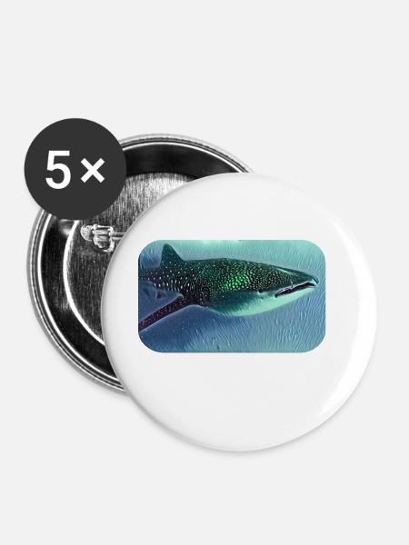 Walhai whale shark - Buttons groß 56 mm (5er Pack) - Weiß