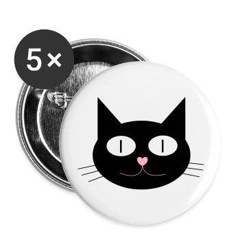 Cute cat, tomcat with heart-shaped nose - Buttons large 2.2''/56 mm (5-pack) - white - Front