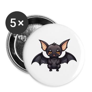 Illustration mignonne de chauve-souris - Lot de 5 grands badges (56 mm) - blanc - Devant