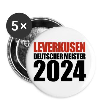 Leverkusen - Deutscher Meister 2024 - Buttons groß 56 mm (5er Pack) - Weiß - Vorne