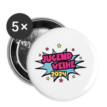 Jugendweihe 2024 Erwachsen Werden Jugendweihen 24 - Buttons groß 56 mm (5er Pack) - Weiß - Vorne