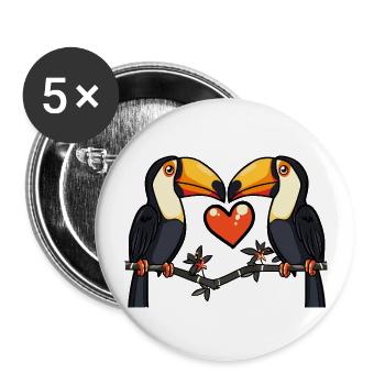 Tukan Vogel Paar e Valentinstag - Buttons groß 56 mm (5er Pack) - Weiß - Vorne