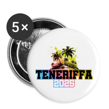 Tenerife 2025 Palm Trees Multicoloured - Buttons large 2.2''/56 mm (5-pack) - white - Front