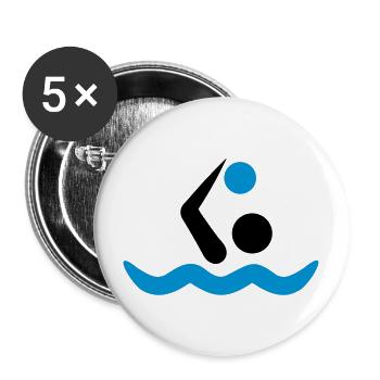 water polo - Lot de 5 grands badges (56 mm) - blanc - Devant