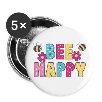 Bee Happy Cute Bees Baby Kids Gift - Buttons large 2.2''/56 mm (5-pack) - white - Front