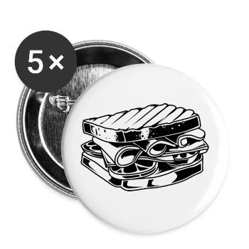 Sandwich Brot Symbol - Buttons groß 56 mm (5er Pack) - Weiß - Vorne