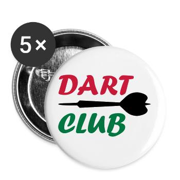 Dart club (Dartpfeil) - Buttons groß 56 mm (5er Pack) - Weiß - Vorne
