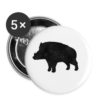 Wild boar - Buttons large 2.2''/56 mm (5-pack) - white - Front