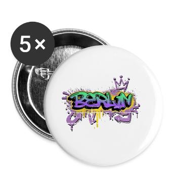 Berlin Deutschland Stadt Graffiti Spray Sprayer - Buttons groß 56 mm (5er Pack) - Weiß - Vorne