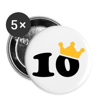 10 Krone 10. Geburtstag 10 Jahre - Buttons groß 56 mm (5er Pack) - Weiß - Vorne